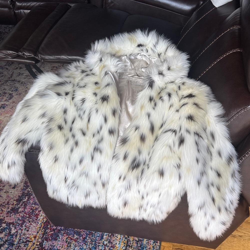 Fabulous Furs Kids Faux Fur Spotted Jacket - Black and White